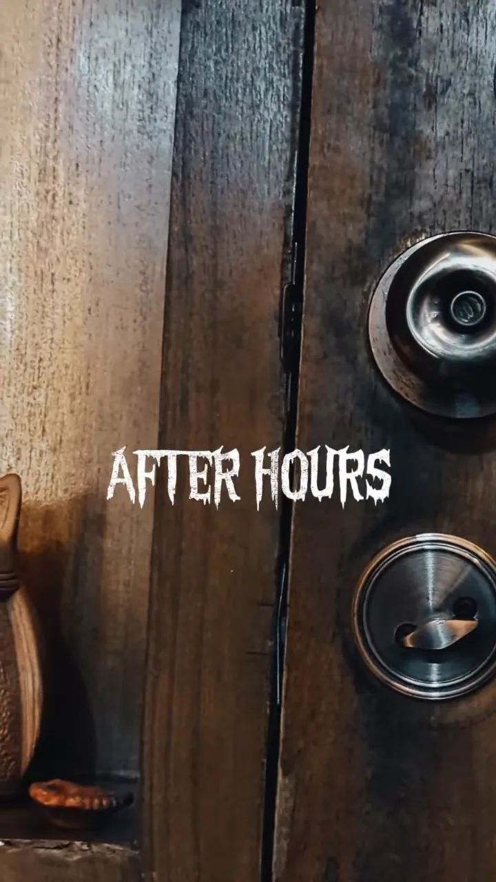 After Hours, a horror art film by Mir Ahadul Islam: a dark wooden door with a metal knob and deadbolt